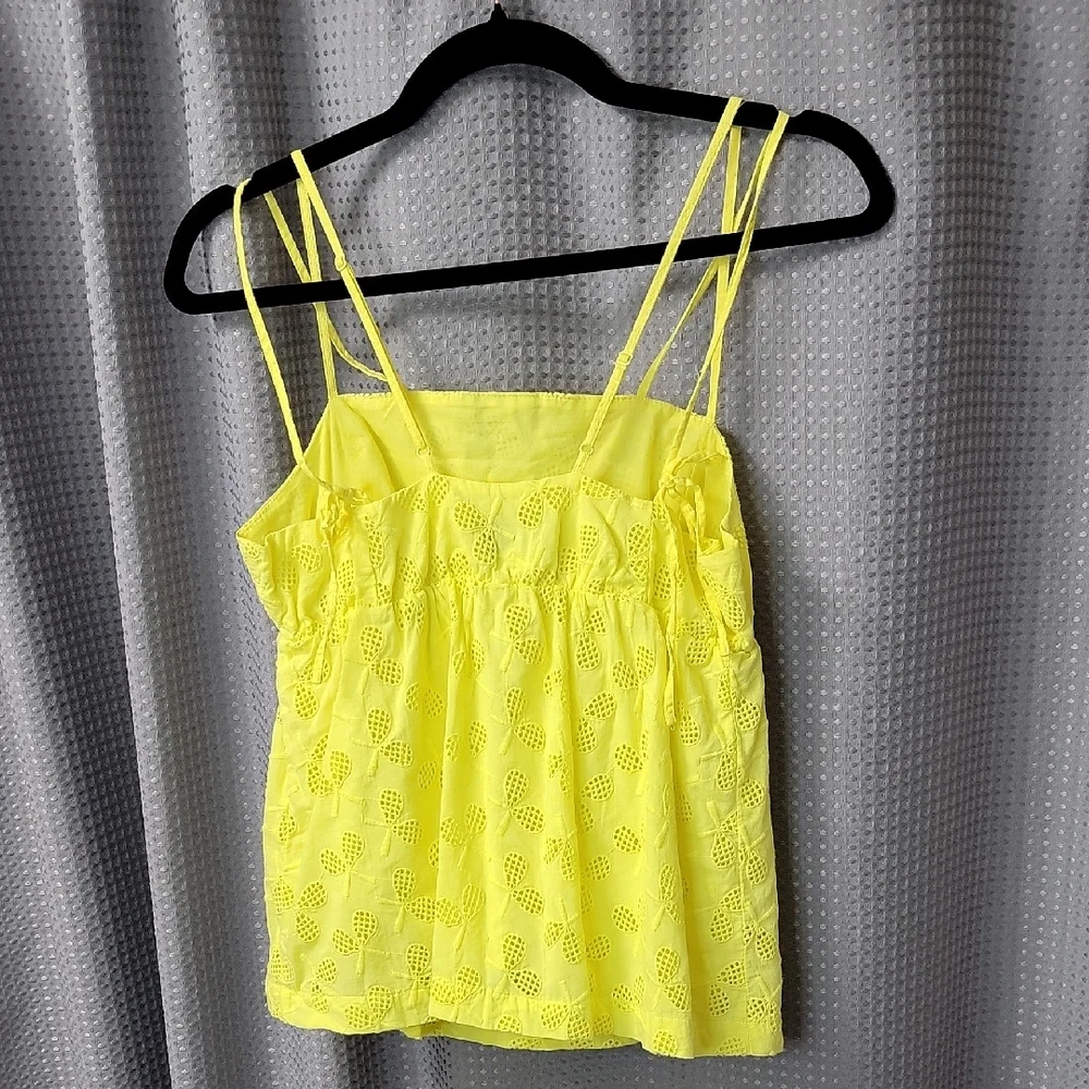 Anthropologie Postage Stamp Eyelet Tennis Racket Top Size 00 - Picture 6 of 7